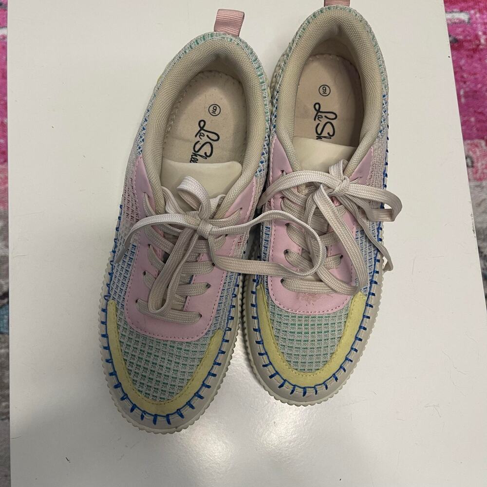 La Sheelah Platform Patchwork Pastel Fashion Snea… - image 8